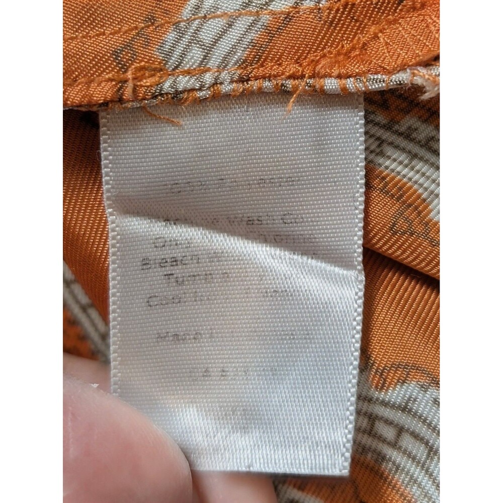 Talbots Size 12 Blouse Button Back Sleeveless  Orange Paisley Print Satin - Picture 7 of 8